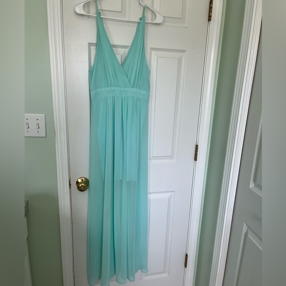 Express Blue/green Dress Chiffon Spaghetti strap, V-neck - Picture 1 of 4